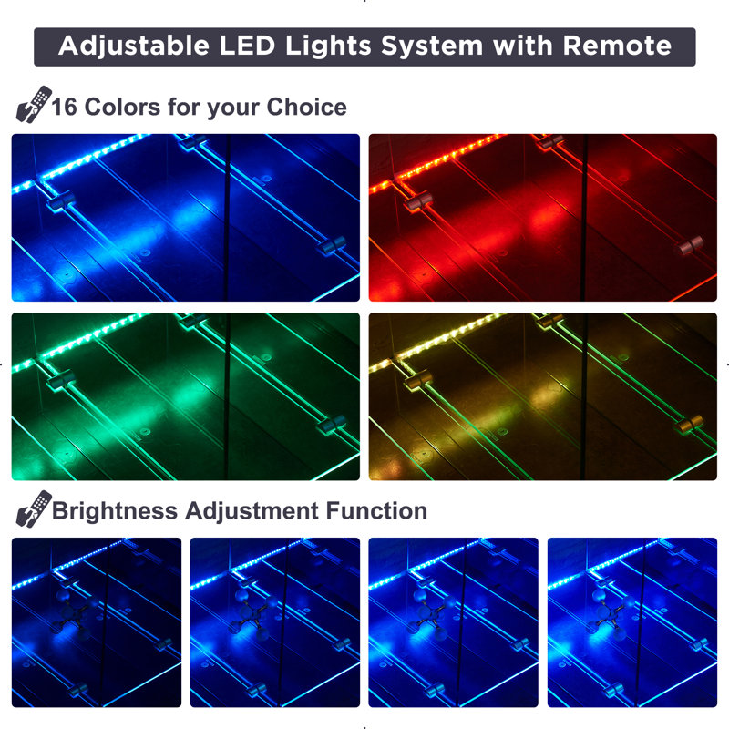 Ivy Bronx Avinger 18" W Morden End Table with RGB LED Lights, Tempered